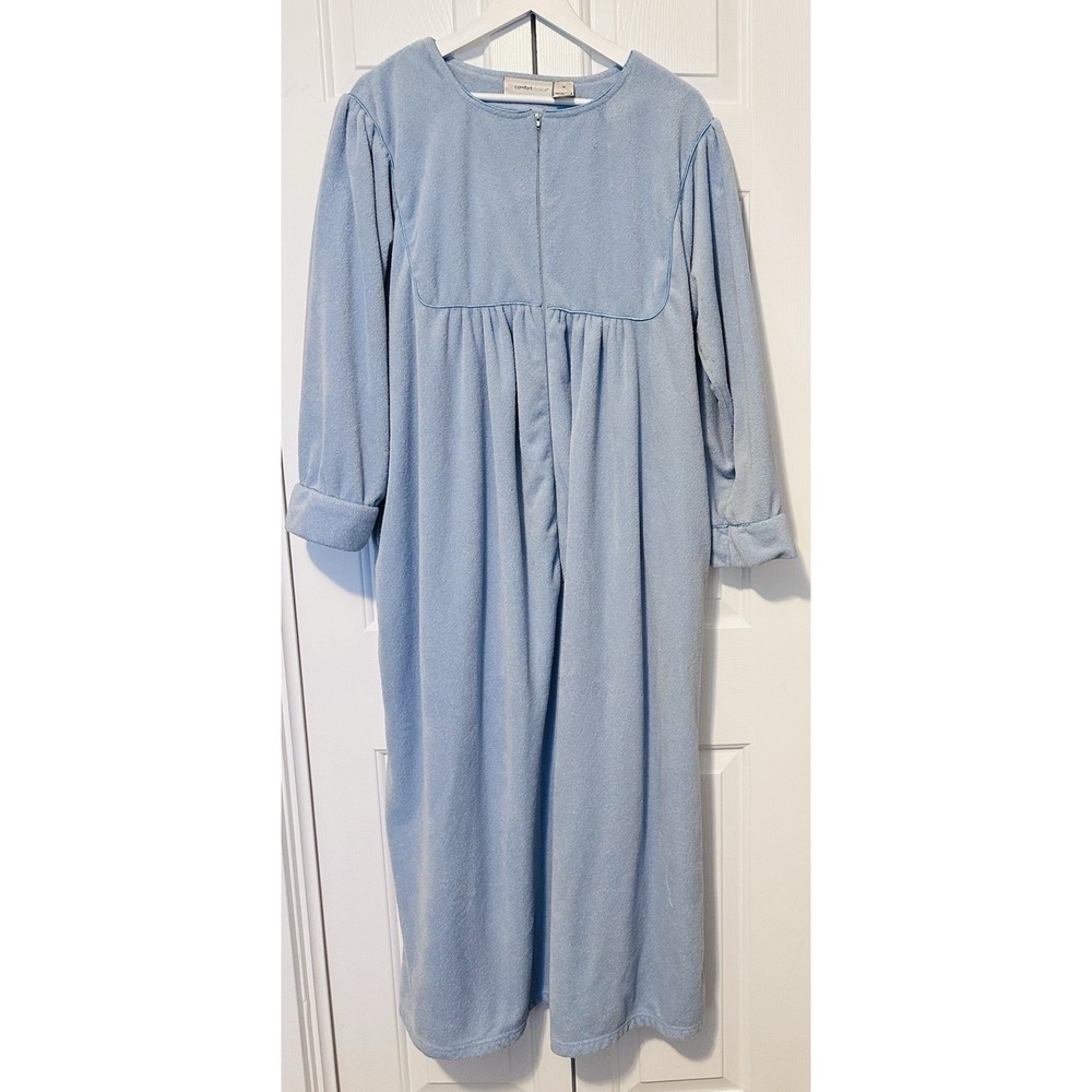 Vintage Comfort Choice Terry Cloth Fleece Blue Robe‎ Women 1XL